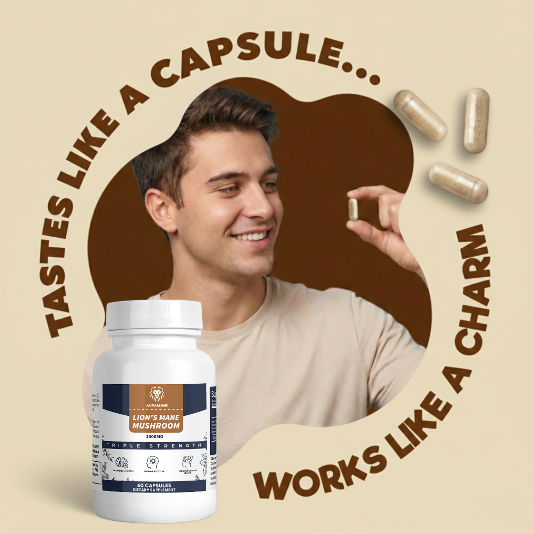 AuraMane™ Functional Lions Mane Mushroom | Calm Focus & Clear Thinking