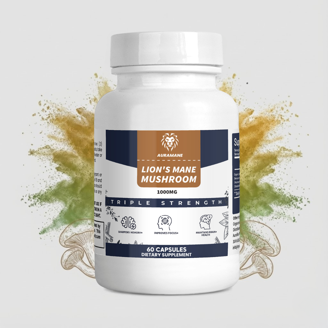 AuraMane™ Organic Lion’s Mane Functional Mushroom | Calm Focus & Clear Thinking