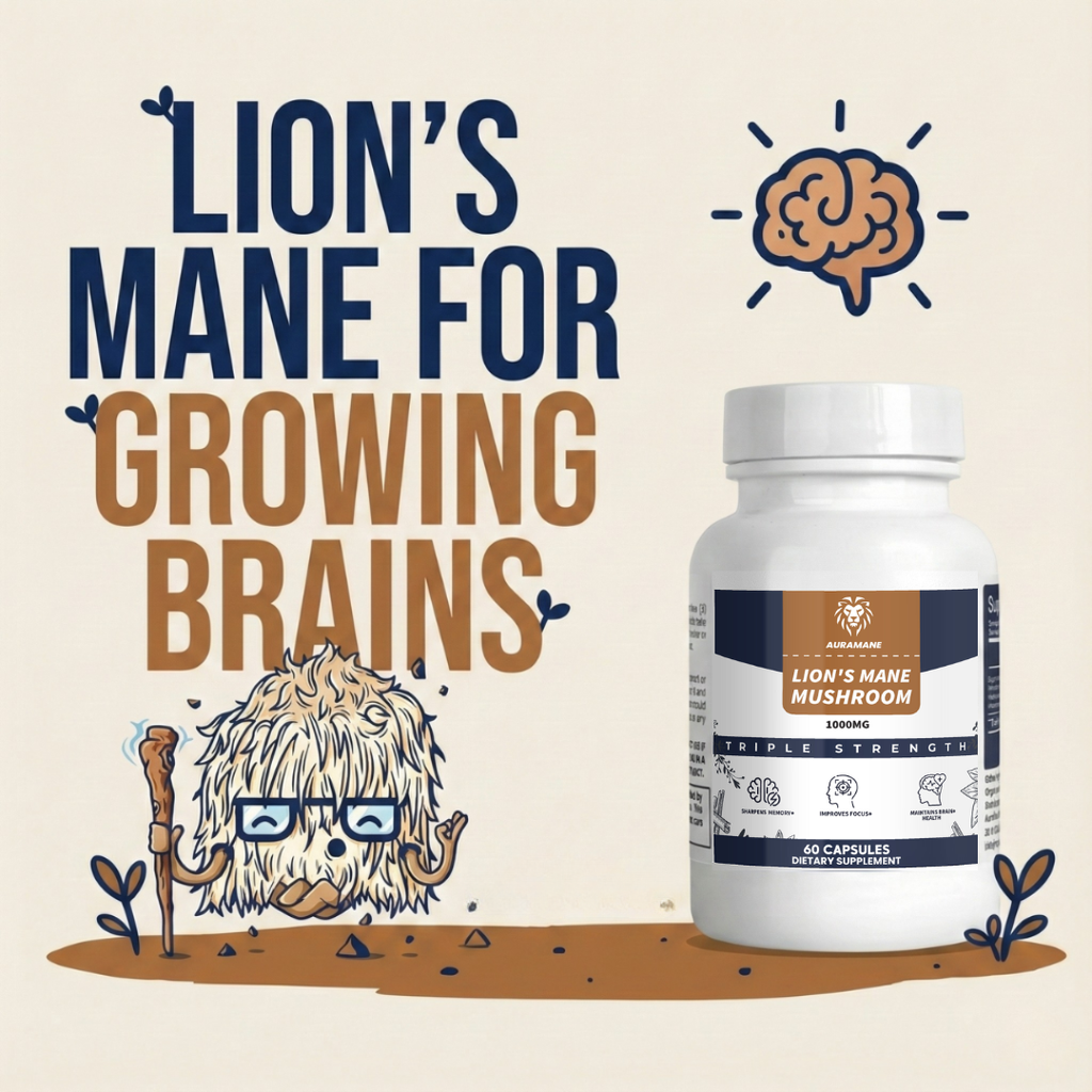 AuraMane™ Organic Lion’s Mane Functional Mushroom | Calm Focus & Clear Thinking